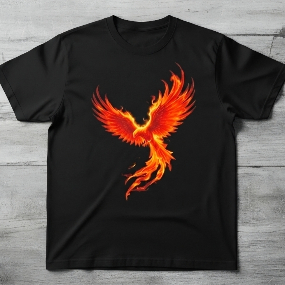 Fiery Phoenix Graphic Tee • Black Mythical Bird Shirt • Unisex Graphic T‑Shirt - Picture 11 of 14